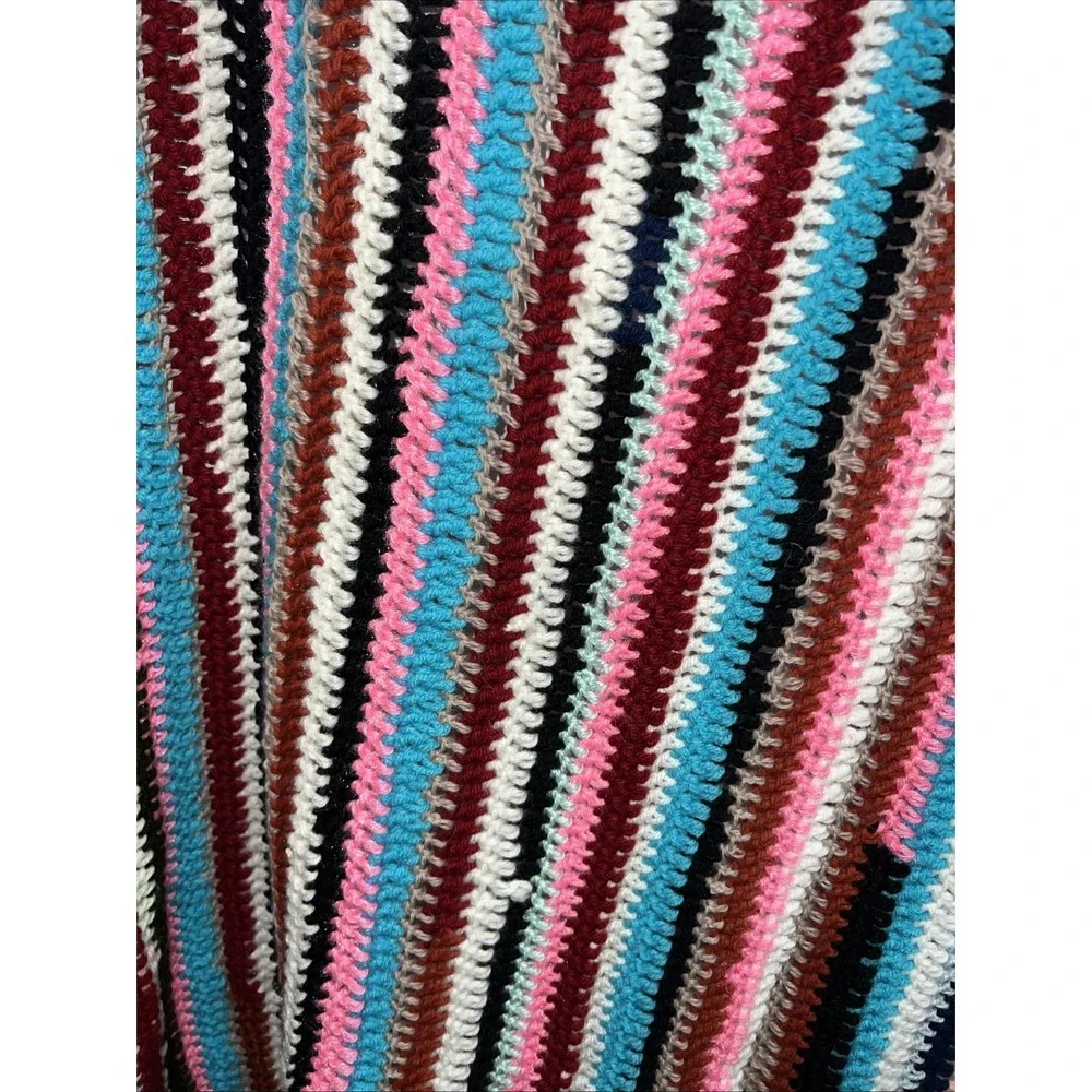 NEW HANDMADE crocheted afghan blanket throw46x41Multicolor Beautiful New GIFT‎